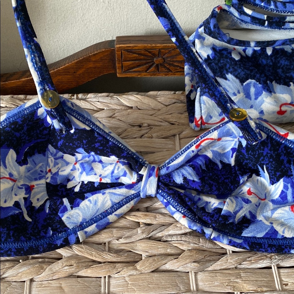 Vintage 1960s Floral Blue High-Waist Bikini Set - Picture 13 of 16